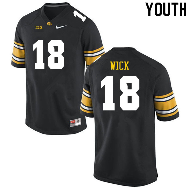 Youth #18 Alec Wick Iowa Hawkeyes College Football Jerseys Sale-Black
